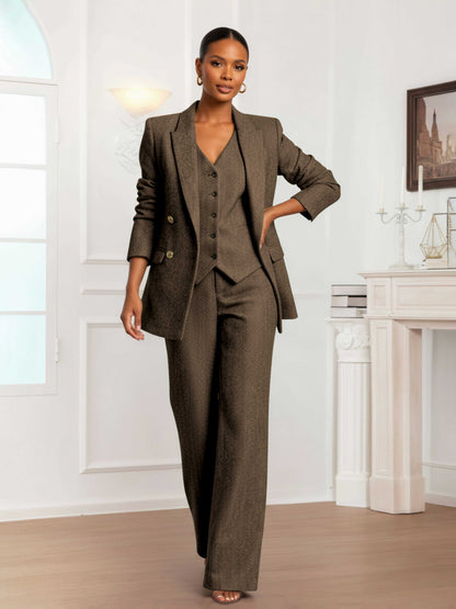 Modern Women's 3 Pieces Herringbone Semi Formal Suit