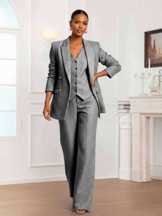 Modern Women's 3 Pieces Herringbone Semi Formal Suit