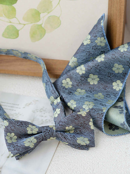 Modern Men's Bow Tie and Pocket Square Set