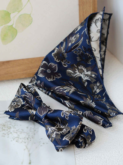 Modern Men's Bow Tie and Pocket Square Set