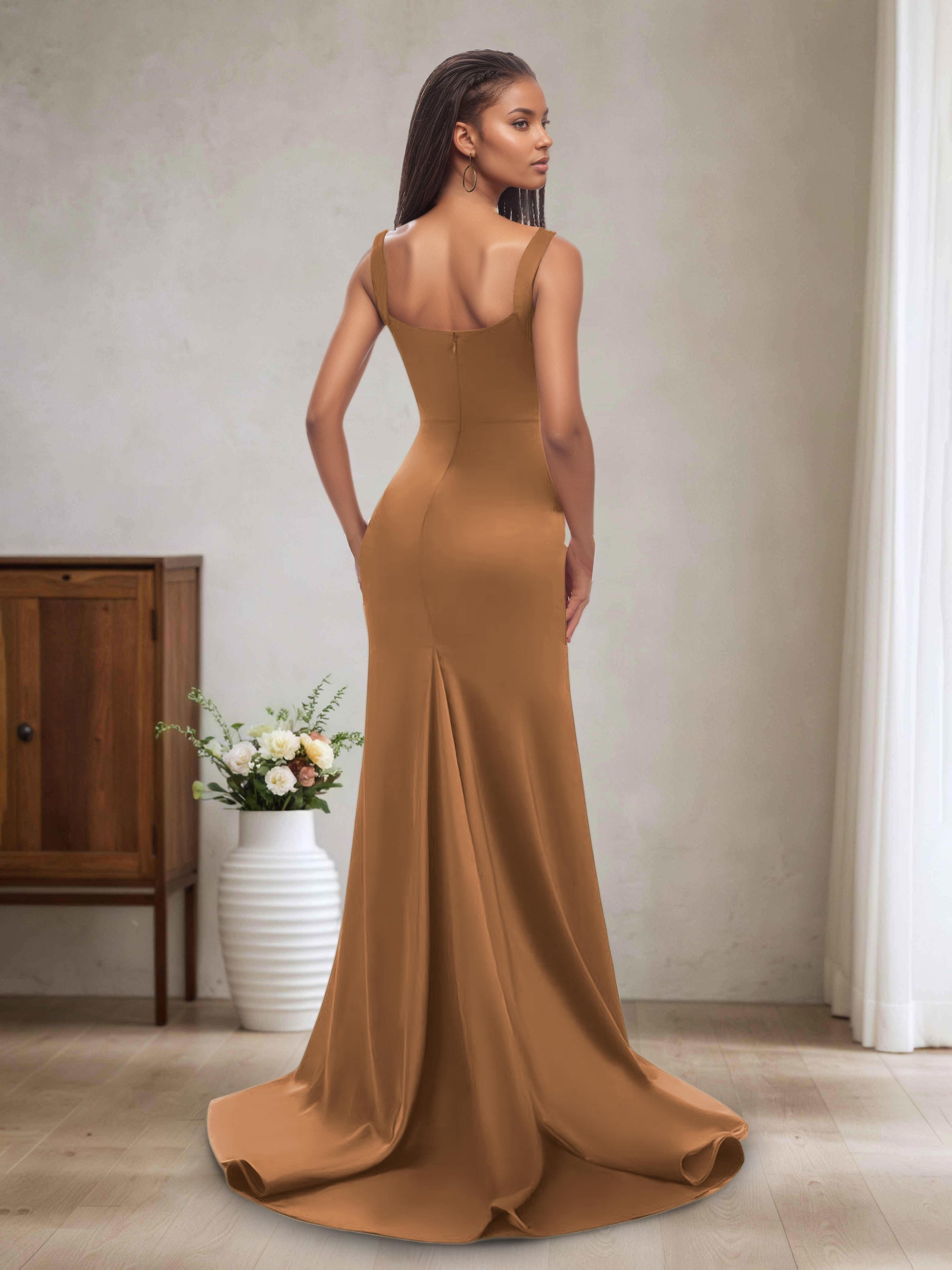 Nicole Chic Straps Square Neckline Long Bridesmaid Dresses Cathnina Nicole Chic Straps Square Neckline Long Bridesmaid Dresses Cathnina