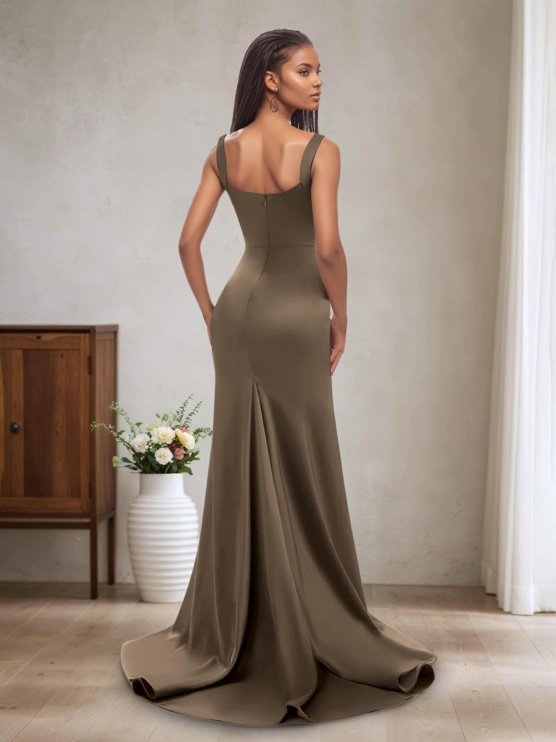 Nicole Chic Straps Square Neckline Long Bridesmaid Dresses Cathnina Nicole Chic Straps Square Neckline Long Bridesmaid Dresses Cathnina