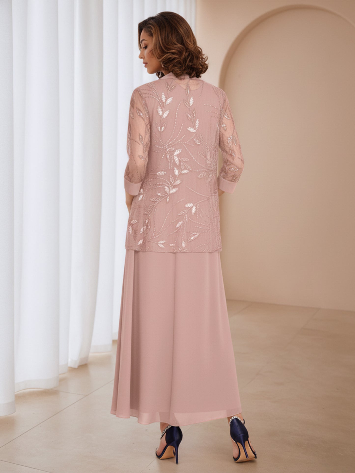 Norah Trendy 3 Pieces Sequins Chiffon Maxi Mother of the Bride Dresses