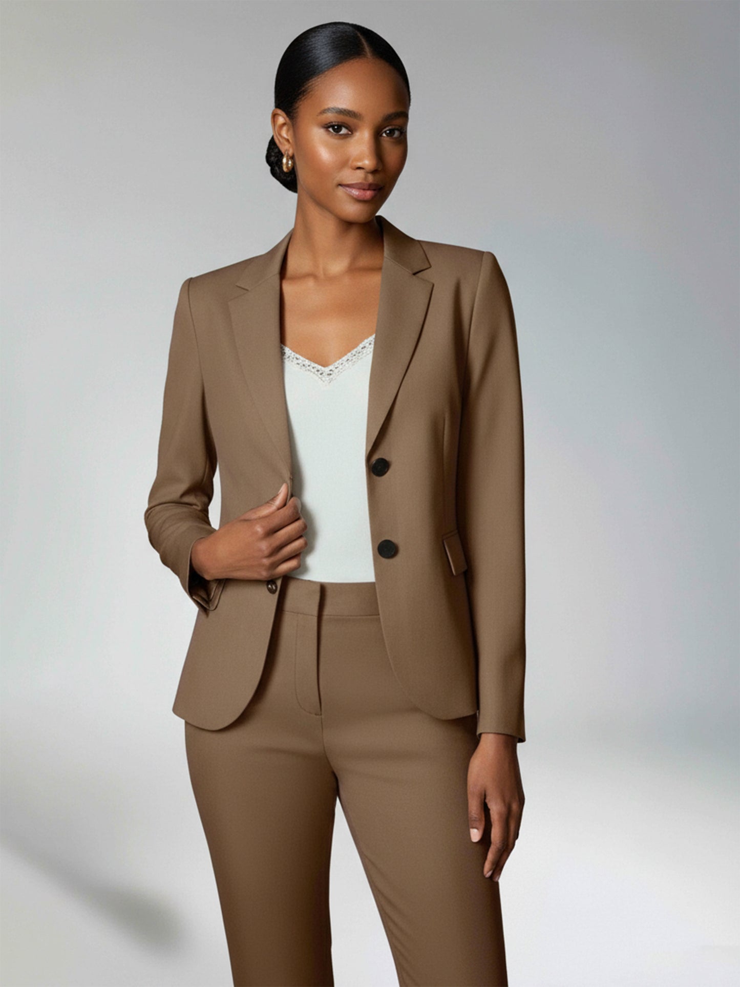 Notch Lapel Two Buttons Women's 2 Pieces Blazer and Pants Suit Set