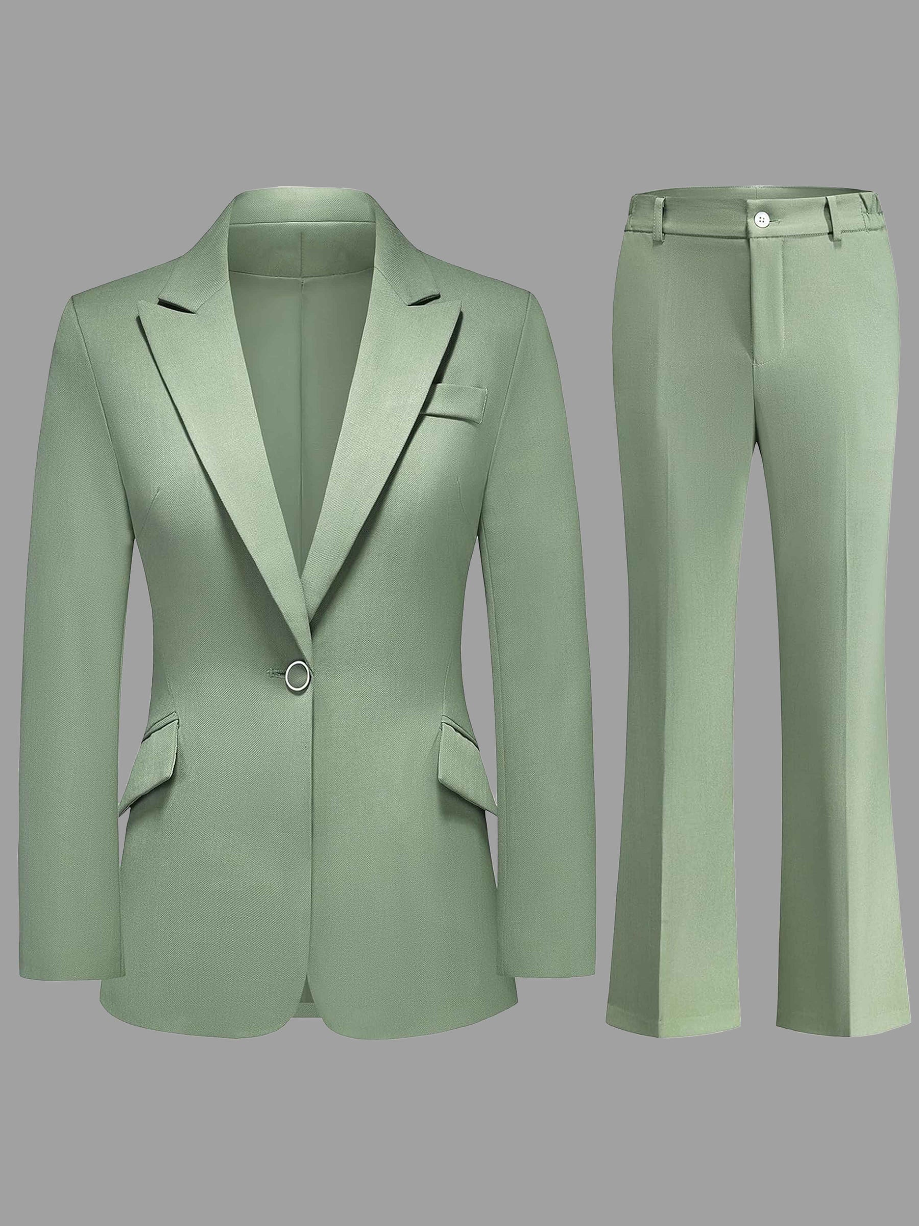 One Button Notch Lapel Women's 2 Pieces Blazer and Pants Suit Set