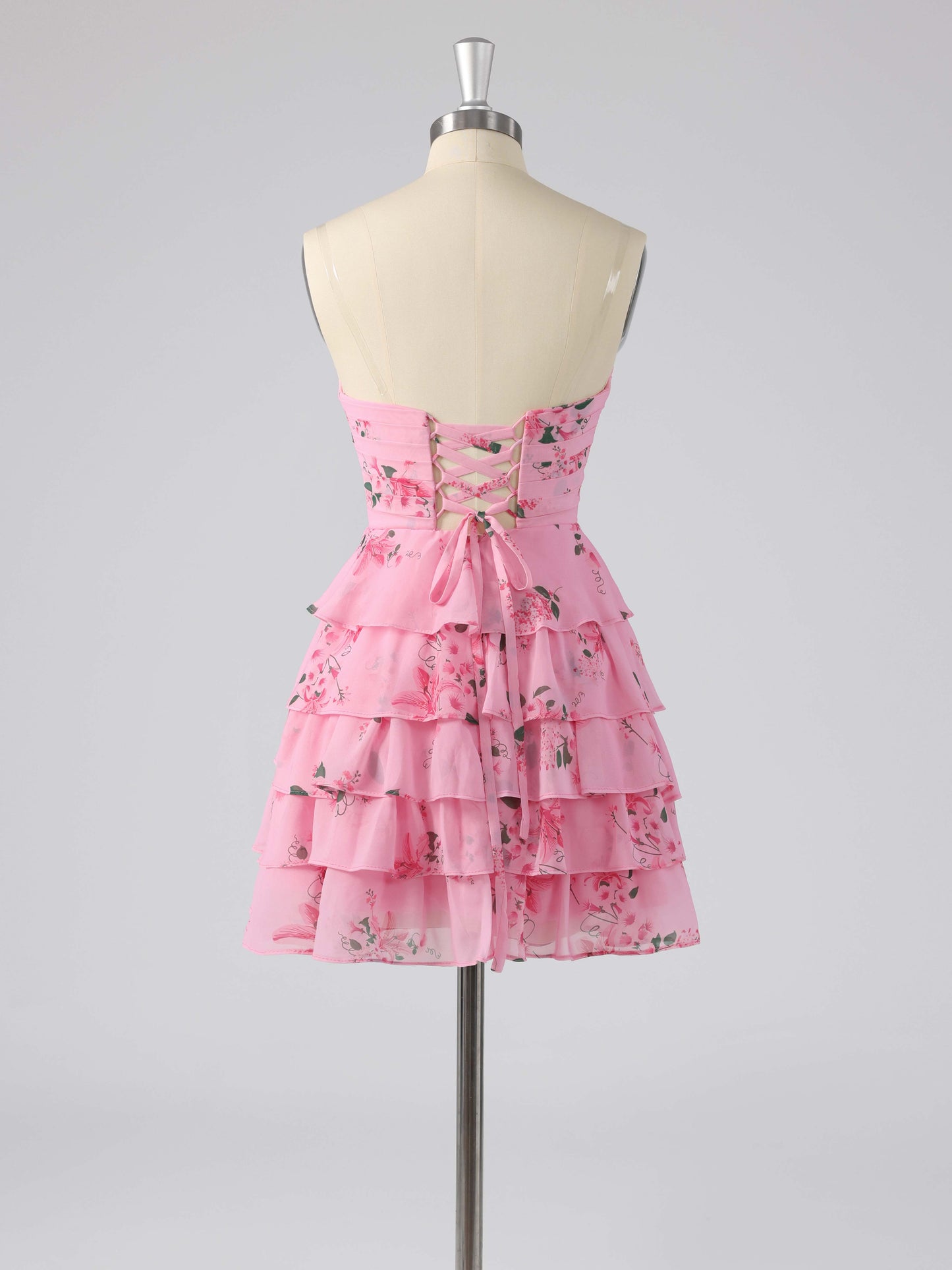 Paisley A-Line Floral Short Homecoming Dresses Strapless with Bow Knot