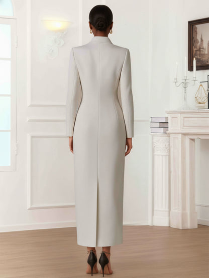 Peak Lapel Double Breasted Women's Sheath Ankle Length Formal Suit