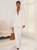 Peak Lapel One Button Women's 2 Pieces Casual Pantsuit Set
