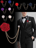 Trendy Rose Flower Lapel Pins for Men's Suit
