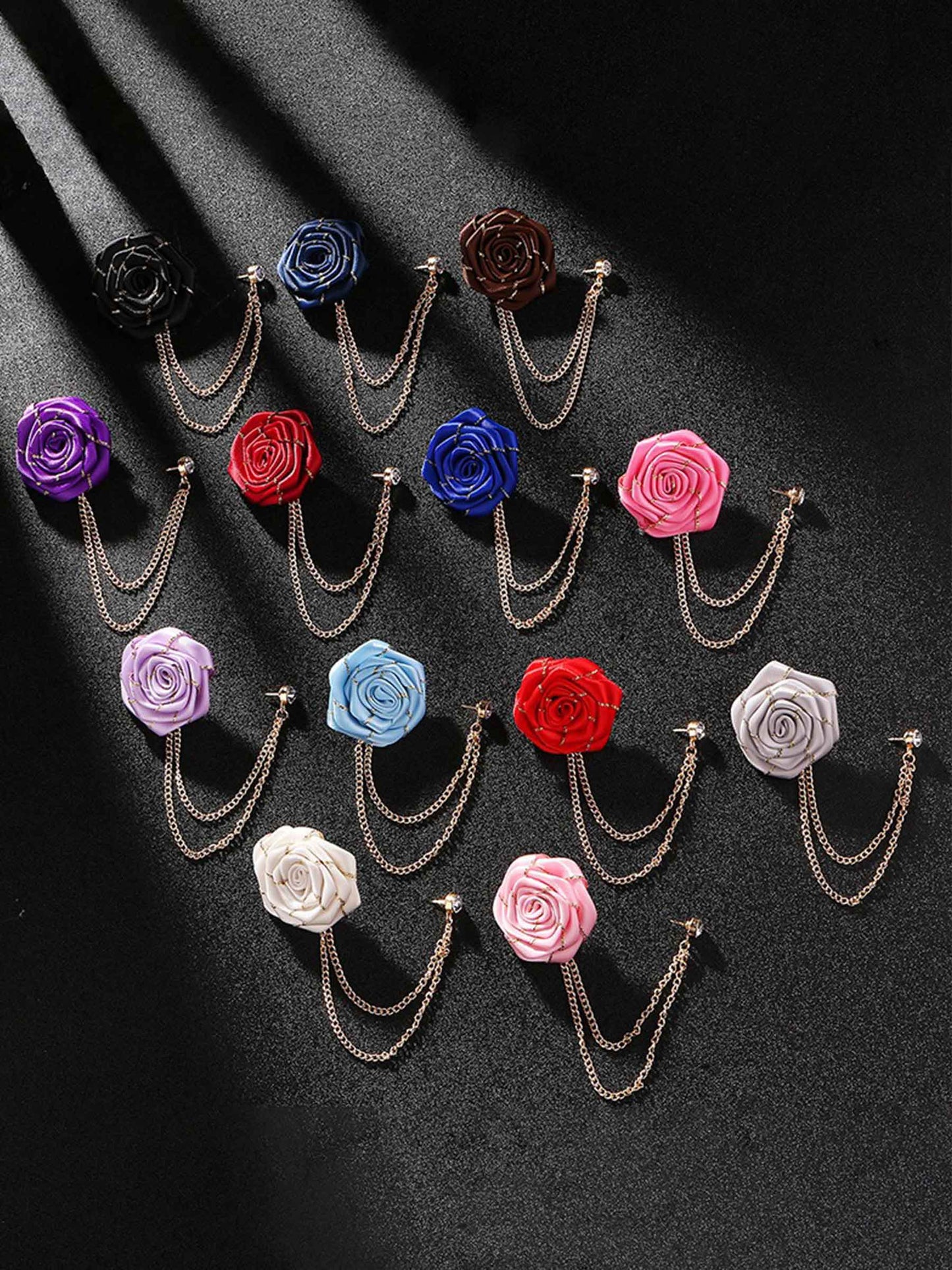 Trendy Rose Flower Lapel Pins for Men's Suit