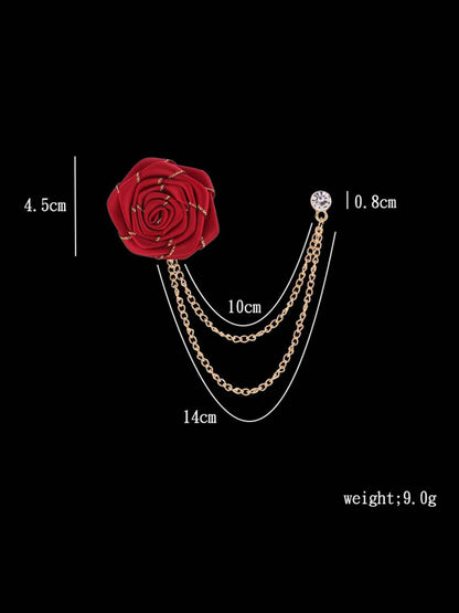 Trendy Rose Flower Lapel Pins for Men's Suit