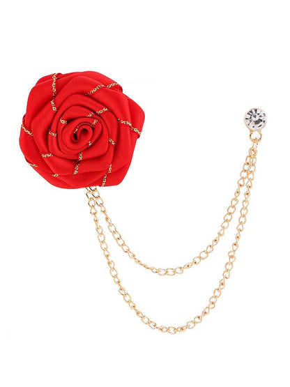 Trendy Rose Flower Lapel Pins for Men's Suit