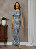 Regalia Classic Sheath Scoop Pleated Floor-Length Satin Mother of the Bride Dresses