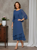 Rosabel Timeless A-line Scoop Pleated Chiffon Mother of the Bride Dresses