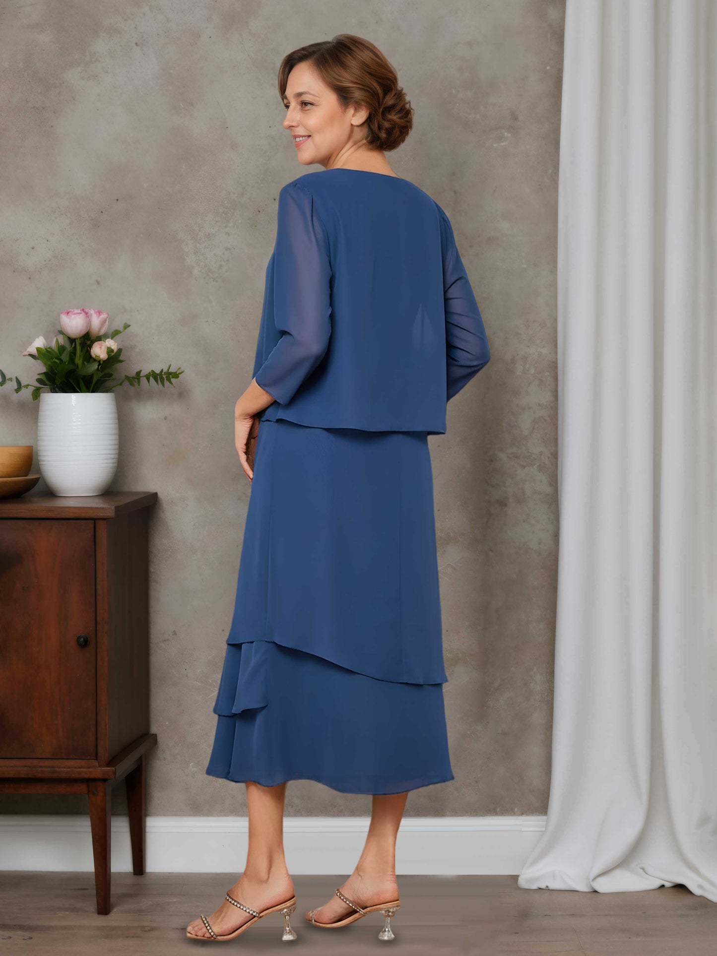 Rosabel Timeless A-line Scoop Pleated Chiffon Mother of the Bride Dresses