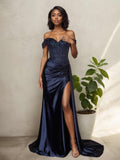 Rosira Sexy Off The Shoulder Sequins Gowns with Sweep Train