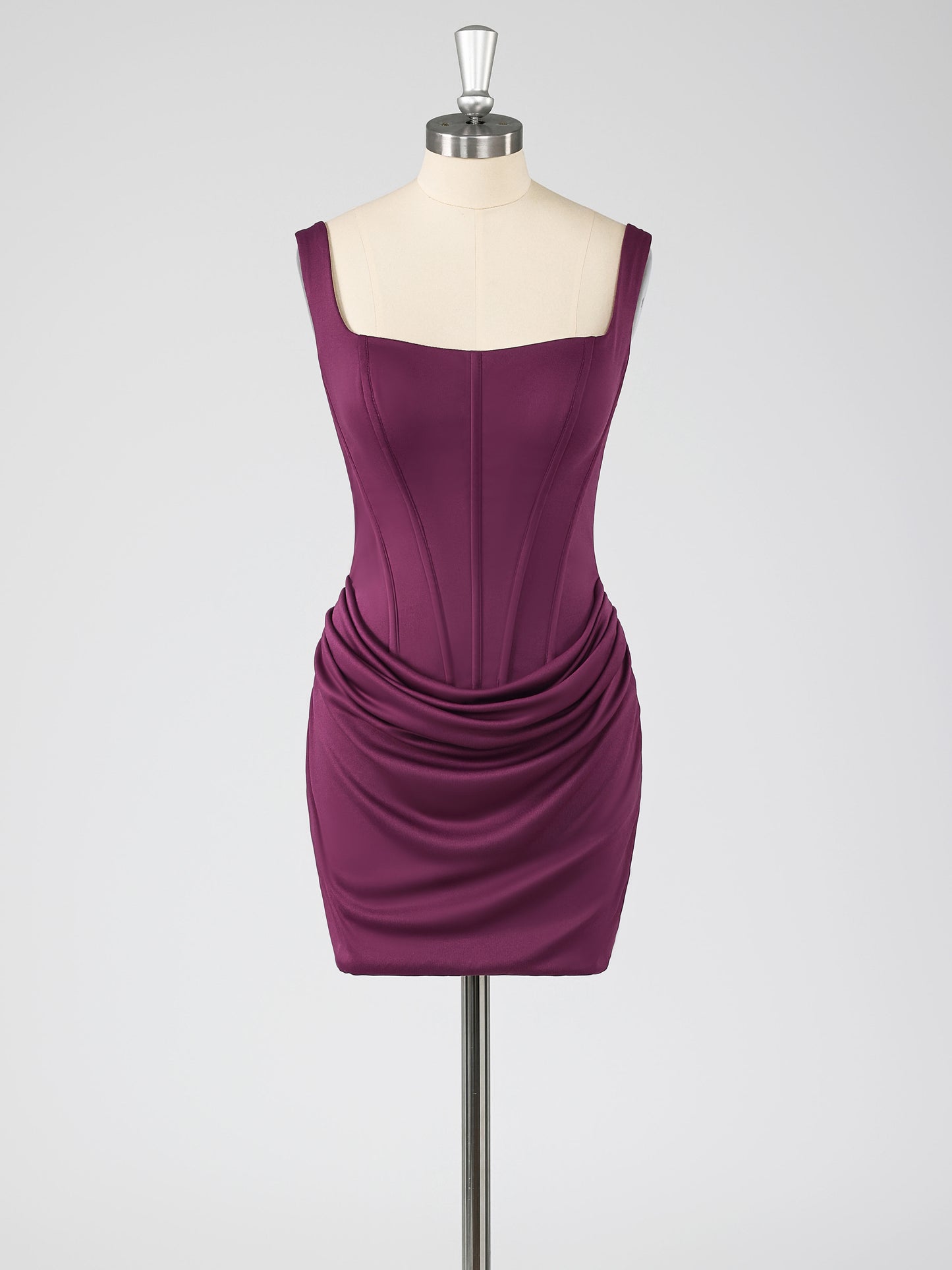 Sadie Sheath Square Neck Sleeveless Ruched Mini Homecoming Dresses