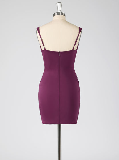 Sadie Sheath Square Neck Sleeveless Ruched Mini Homecoming Dresses