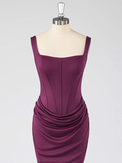 Sadie Sheath Square Neck Sleeveless Ruched Mini Homecoming Dresses