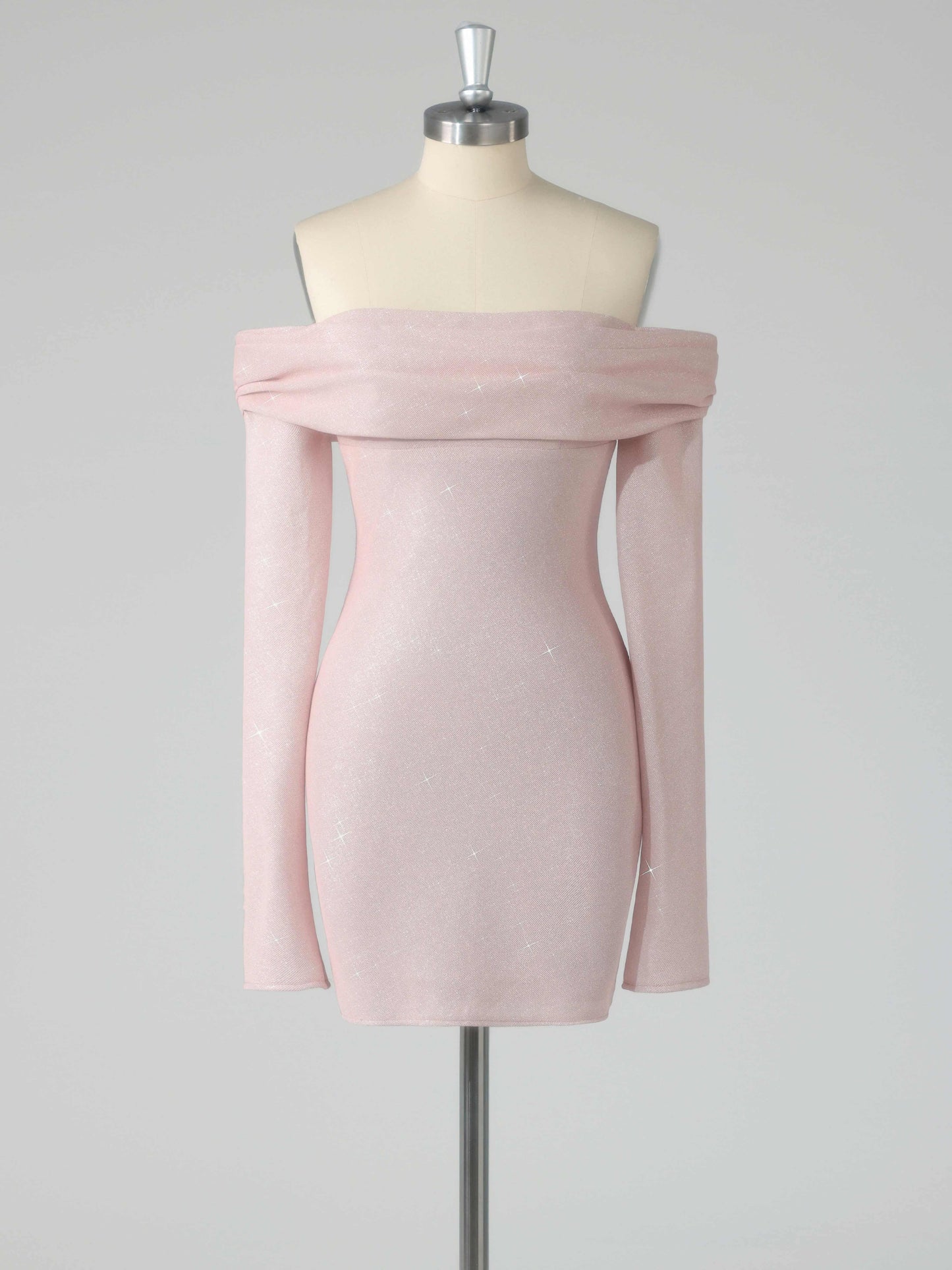 Scarlett Off-the-Shoulder Glitter Homecoming Dress Long Sleeves