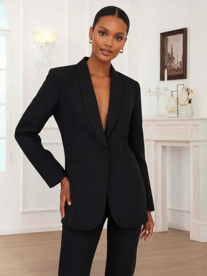 Shawl Lapel One Button Women's 2 Pieces Formal Blazer and Pants Set