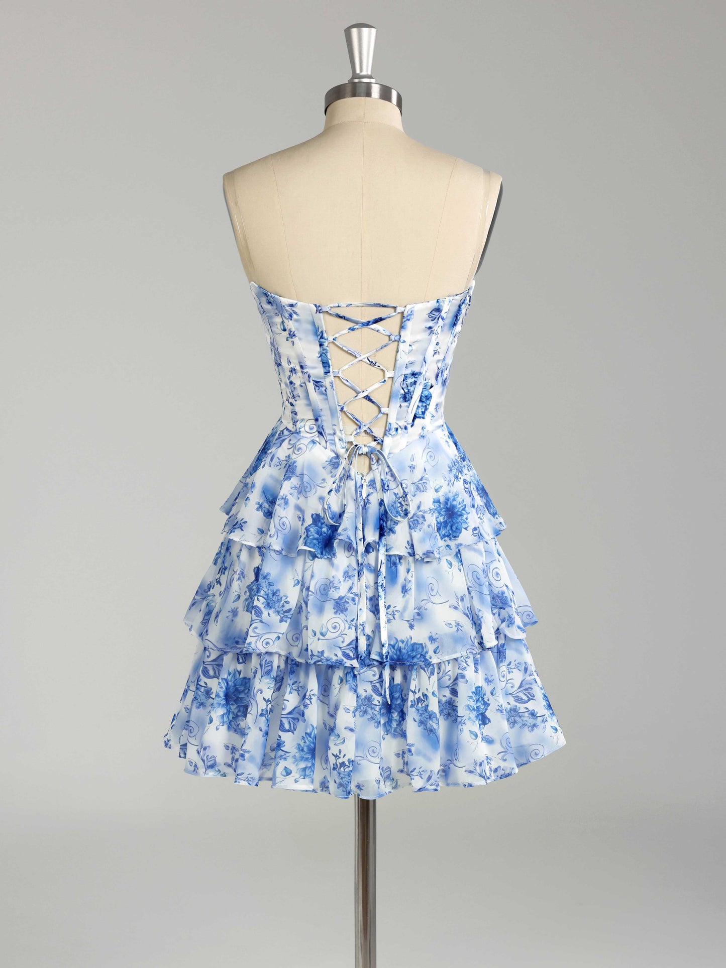 Sienna A-Line Strapless Floral Mini Homecoming Dresses