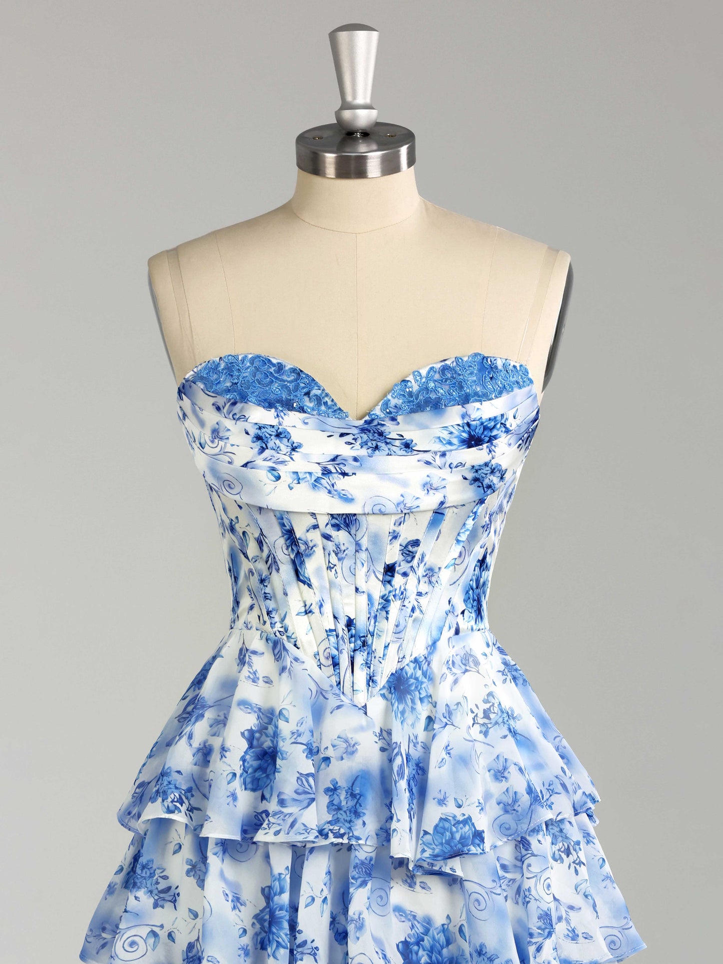 Sienna A-Line Strapless Floral Mini Homecoming Dresses