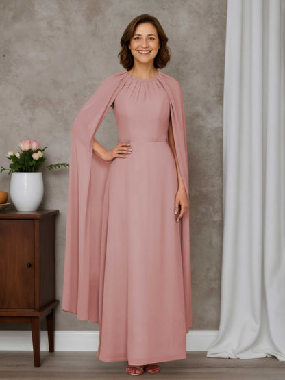 Skye Graceful A-line Scoop Pleated Ankle-Length Sleeveless Chiffon Mother of the Bride Dresses