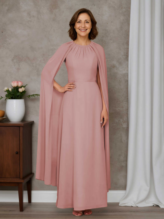 Skye Graceful A-line Scoop Pleated Ankle-Length Sleeveless Chiffon Mother of the Bride Dresses