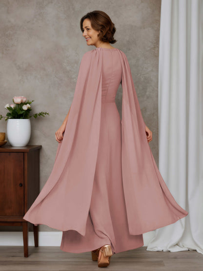 Skye Graceful A-line Scoop Pleated Ankle-Length Sleeveless Chiffon Mother of the Bride Dresses