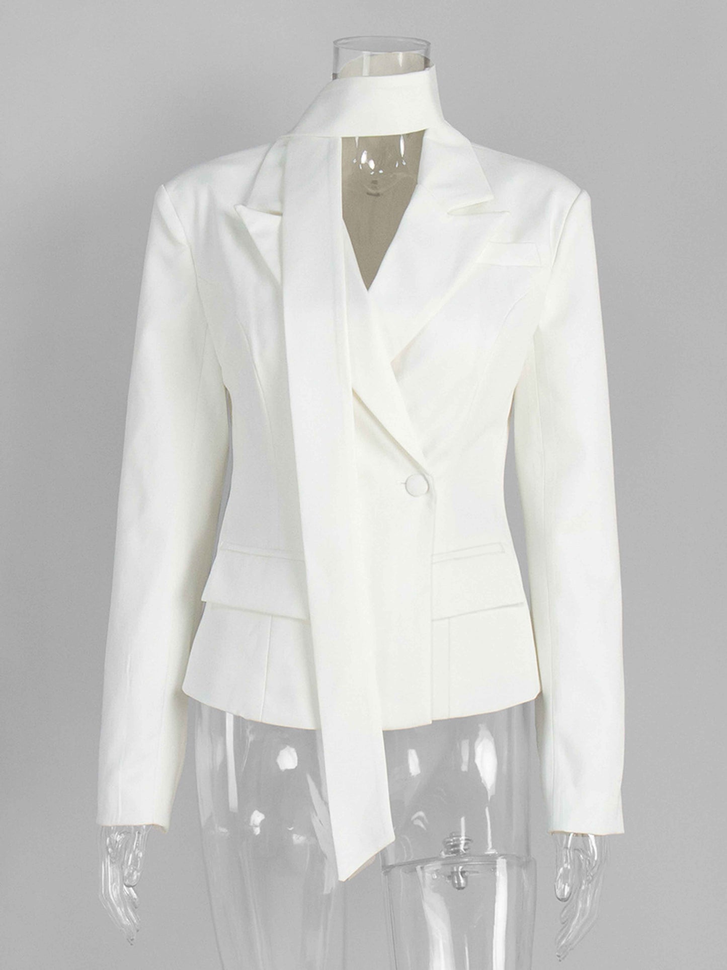 Slim Fit Women's One Button Suit Jacket with Decorative Tape