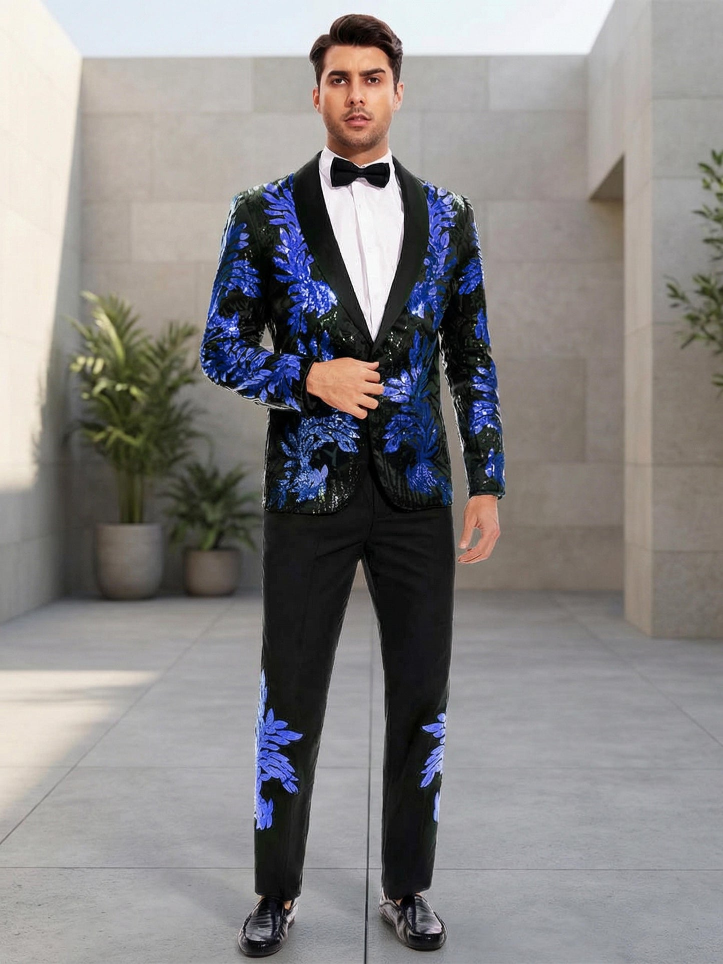 Sophisticated One Botton Sequined Single Breasted Men's Suits 2 Pieces For Evening Events