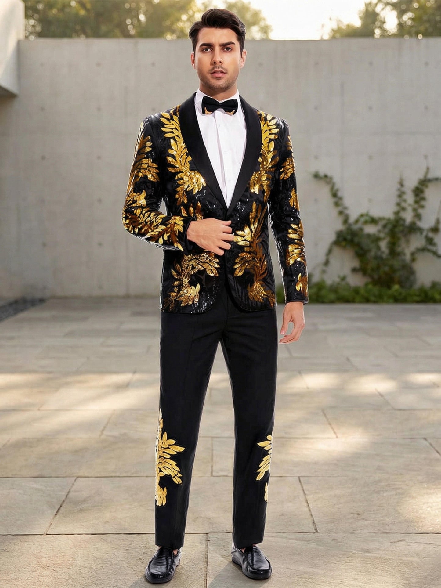 Sophisticated One Botton Sequined Single Breasted Men's Suits 2 Pieces For Evening Events