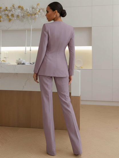 Sophisticated One Button Women's 2 Pieces Formal Blazer and Pants Suit Set