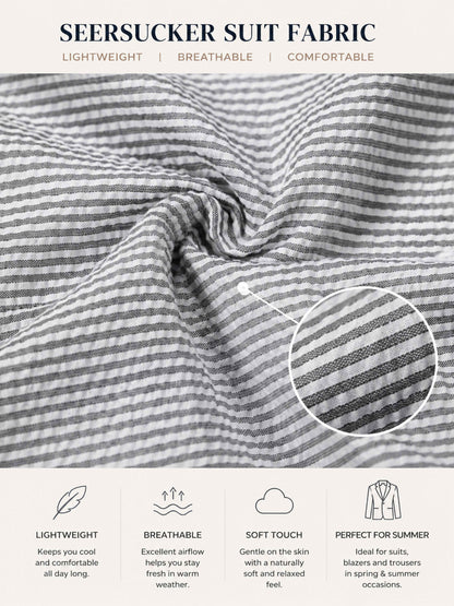 Chic Men's Regular Fit Striped Seersucker Blazer for Summer Wedding & Vacation