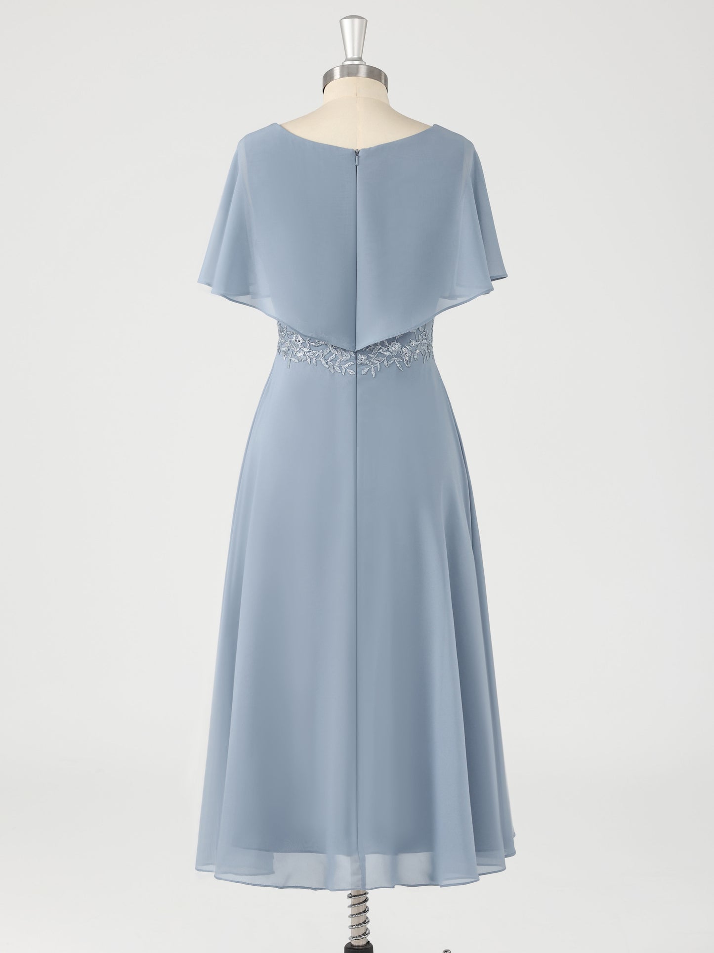 Sylvia Charming V Neck Appliques Tea Length Chiffon Mother of the Bride Dresses