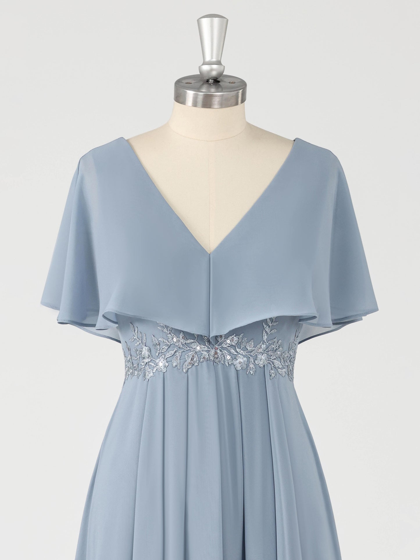 Sylvia Charming V Neck Appliques Tea Length Chiffon Mother of the Bride Dresses