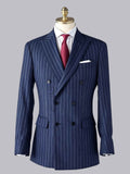 Timeless Men's Peak Lapel Double Breasted Vertical Stripe Formal Jacket