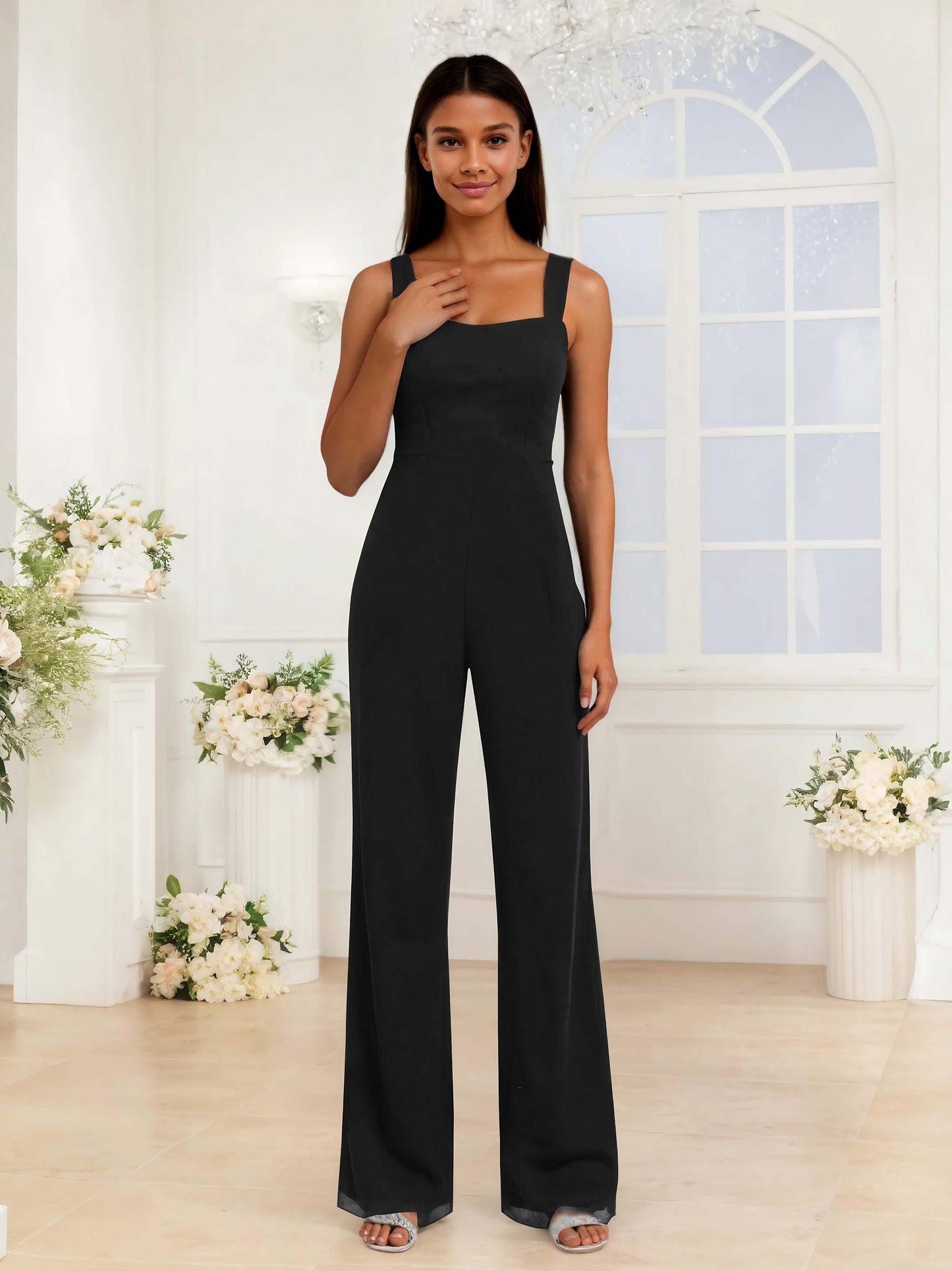 Timeless Square Sleeveless Jumpsuits For Bridesmaids