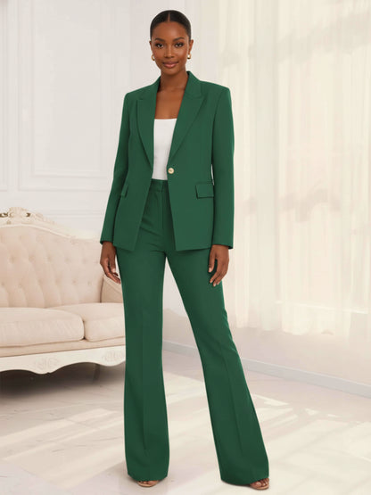 Trendy Peak Lapel One Button Women's Long Sleeves 2 Pieces Suits