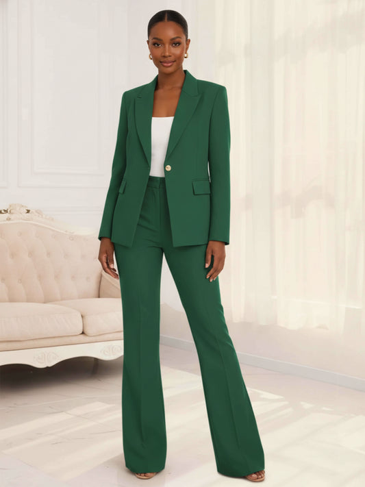 Trendy Peak Lapel One Button Women's Long Sleeves 2 Pieces Suits