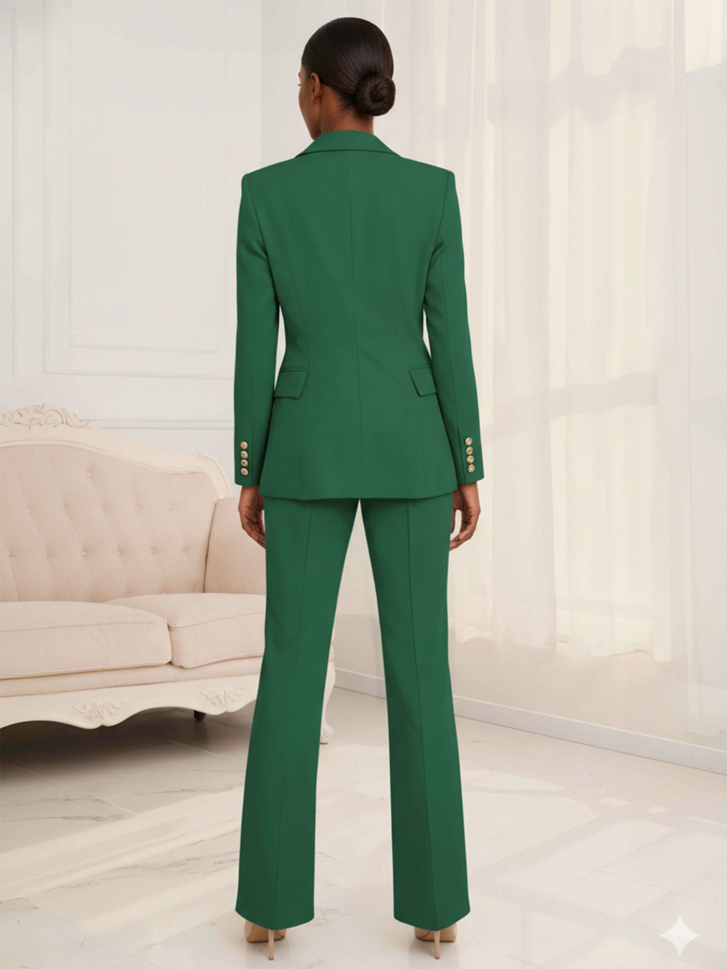 Trendy Peak Lapel One Button Women's Long Sleeves 2 Pieces Suits