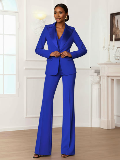 Trendy Peak Lapel Women's 2 Pieces Formal Business Pantsuit Set