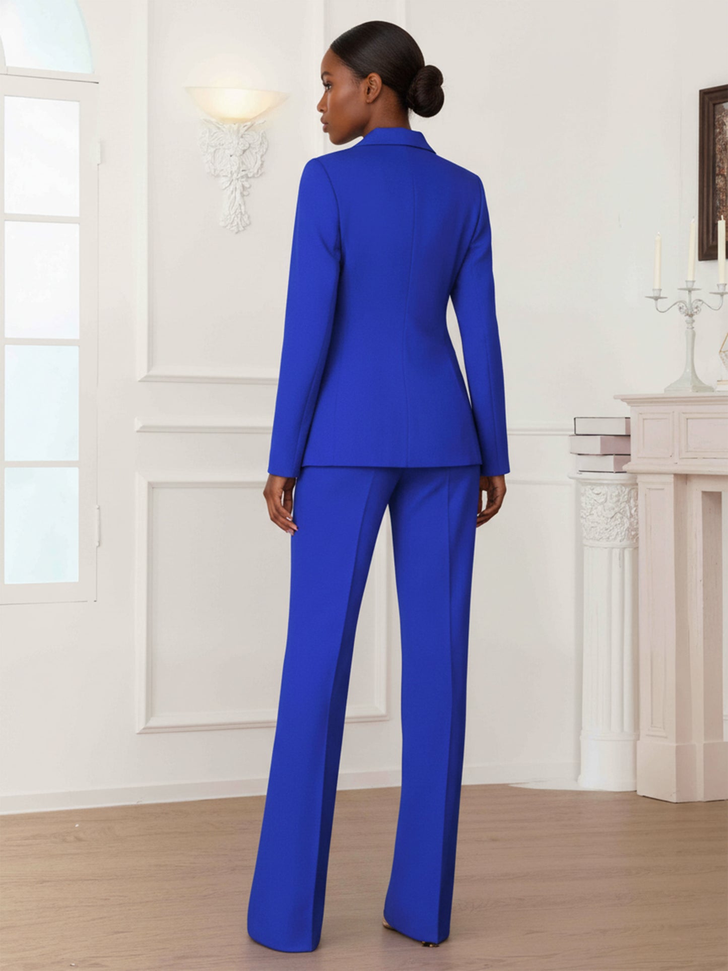 Trendy Peak Lapel Women's 2 Pieces Formal Business Pantsuit Set