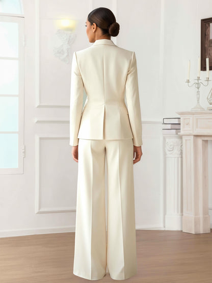 Trendy Women's 2 Pieces Solid Regular Fit Wedding Blazer and Pants Set