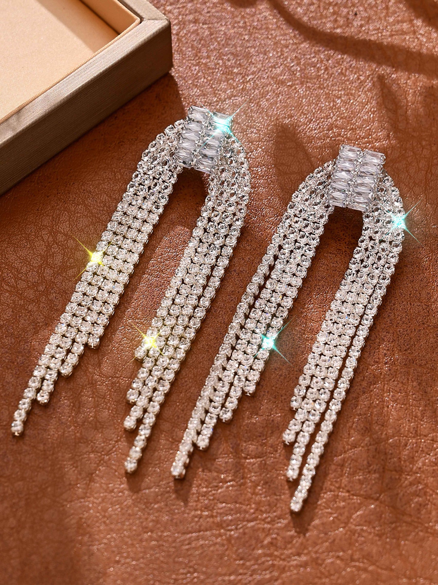 Exquisite Rhinestone Long Drop Earrings