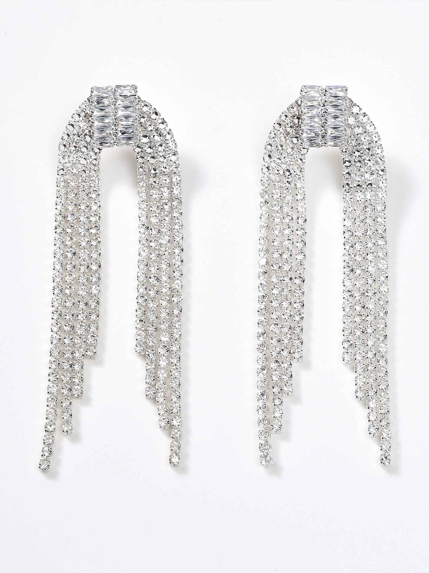 Exquisite Rhinestone Long Drop Earrings
