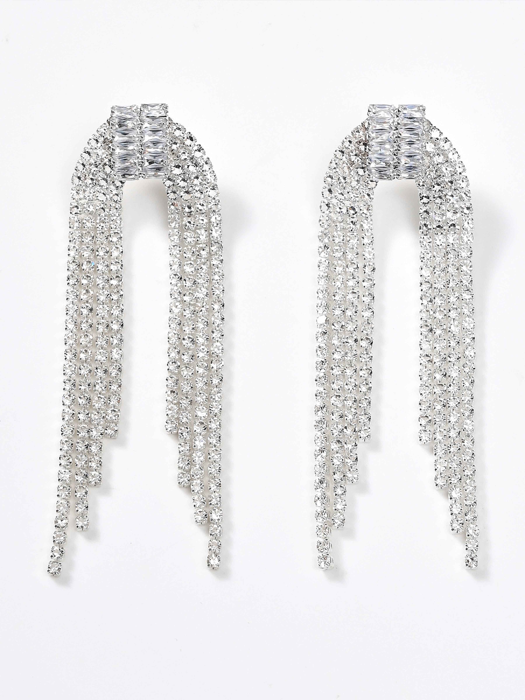 Exquisite Rhinestone Long Drop Earrings