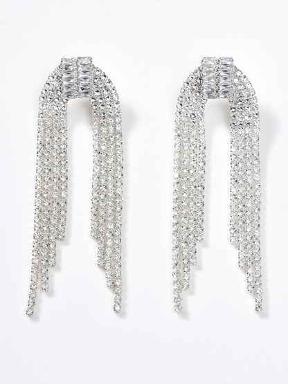 Exquisite Rhinestone Long Drop Earrings
