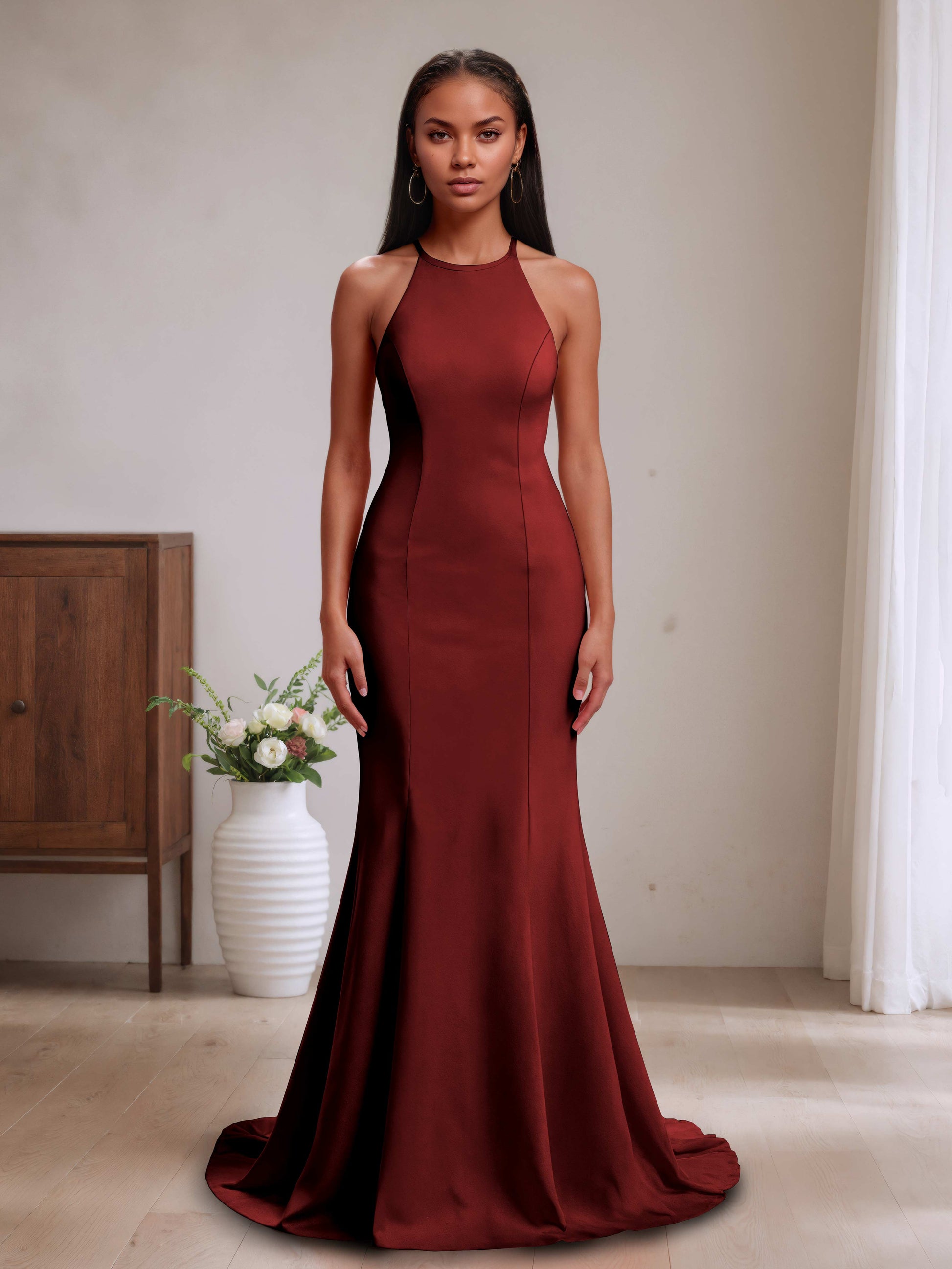 Valentin Modest Halter Neck Bridesmaid Dresses with Bow Knot Cathnina Valentin Modest Halter Neck Bridesmaid Dresses with Bow Knot Cathnina